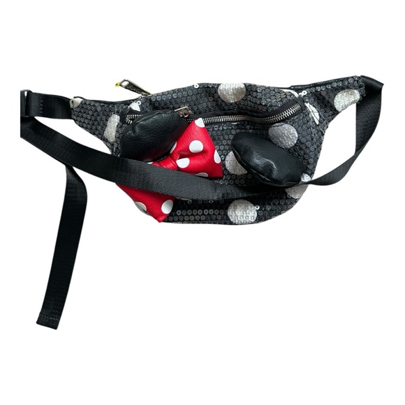 Disney Parks Loungefly Minnie Mouse Sequin Fanny Pack Belt Bag Polka Dot - Picture 5 of 9